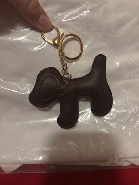 Brown Dog Keychain Charm Designer Styled leash made from project purse